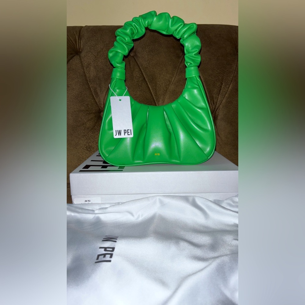 JW PEI GABBI RUCHED HOBO HANDBAG - GRASS GREEN